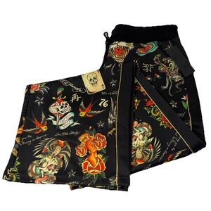 Women's Ed Hardy Flashboard Track Pants Embroidered Size Medium NWT